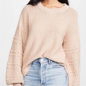 Madewell Cozy Bubble-Sleeve Knit Sweater in Blush